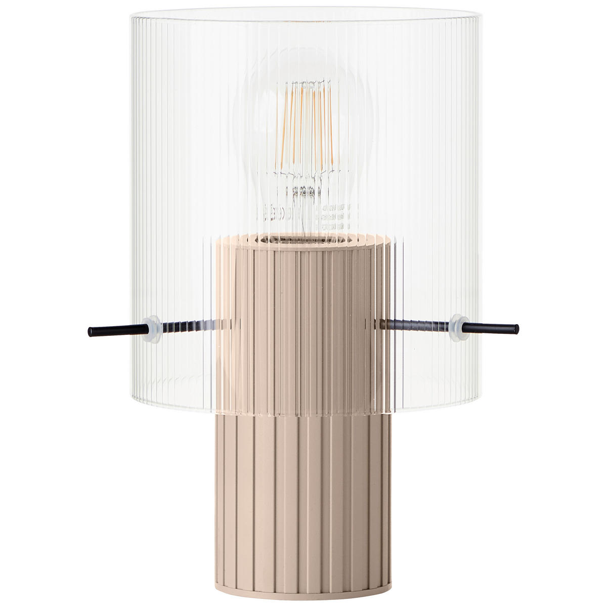 TISCHLEUCHTE - Transparent/Beige, Konventionell, Glas/Metall (14/22cm) - Dieter Knoll