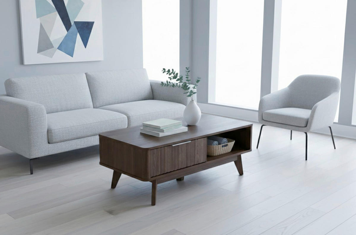 COUCHTISCH in Holzwerkstoff 110/55/44 cm  - Silberfarben/Walnussfarben, MODERN, Holzwerkstoff/Metall (110/55/44cm) - MID.YOU