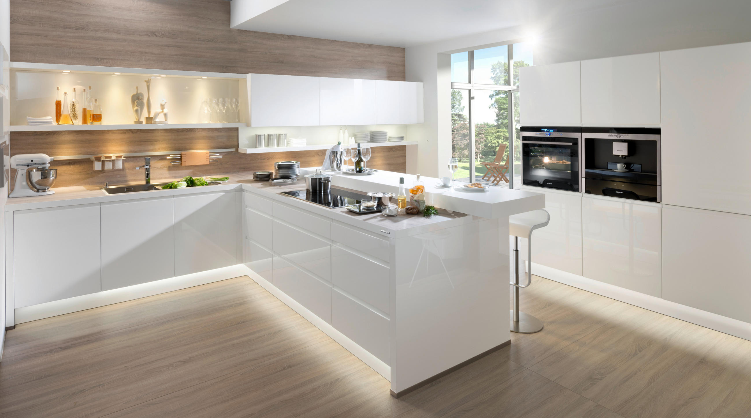 EINBAUKÜCHE ALPHA LACK  - Weiß/Grau, Design, Holzwerkstoff - Nolte Küchen