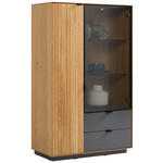 HIGHBOARD Grau, Eichefarben  85/141/42 cm  - Eichefarben/Grau, Natur, Glas/Holz (85/141/42cm) - Linea Natura
