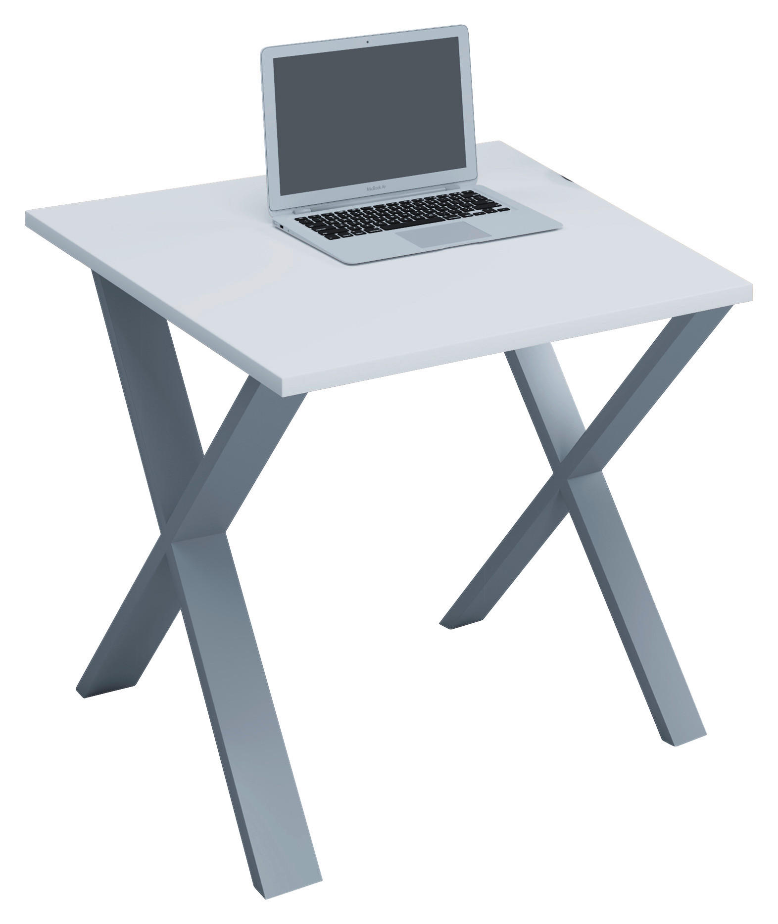 SCHREIBTISCH 80/80/76 cm  in Silberfarben, Weiß  - Silberfarben/Weiß, MODERN, Holzwerkstoff/Metall (80/80/76cm) - MID.YOU