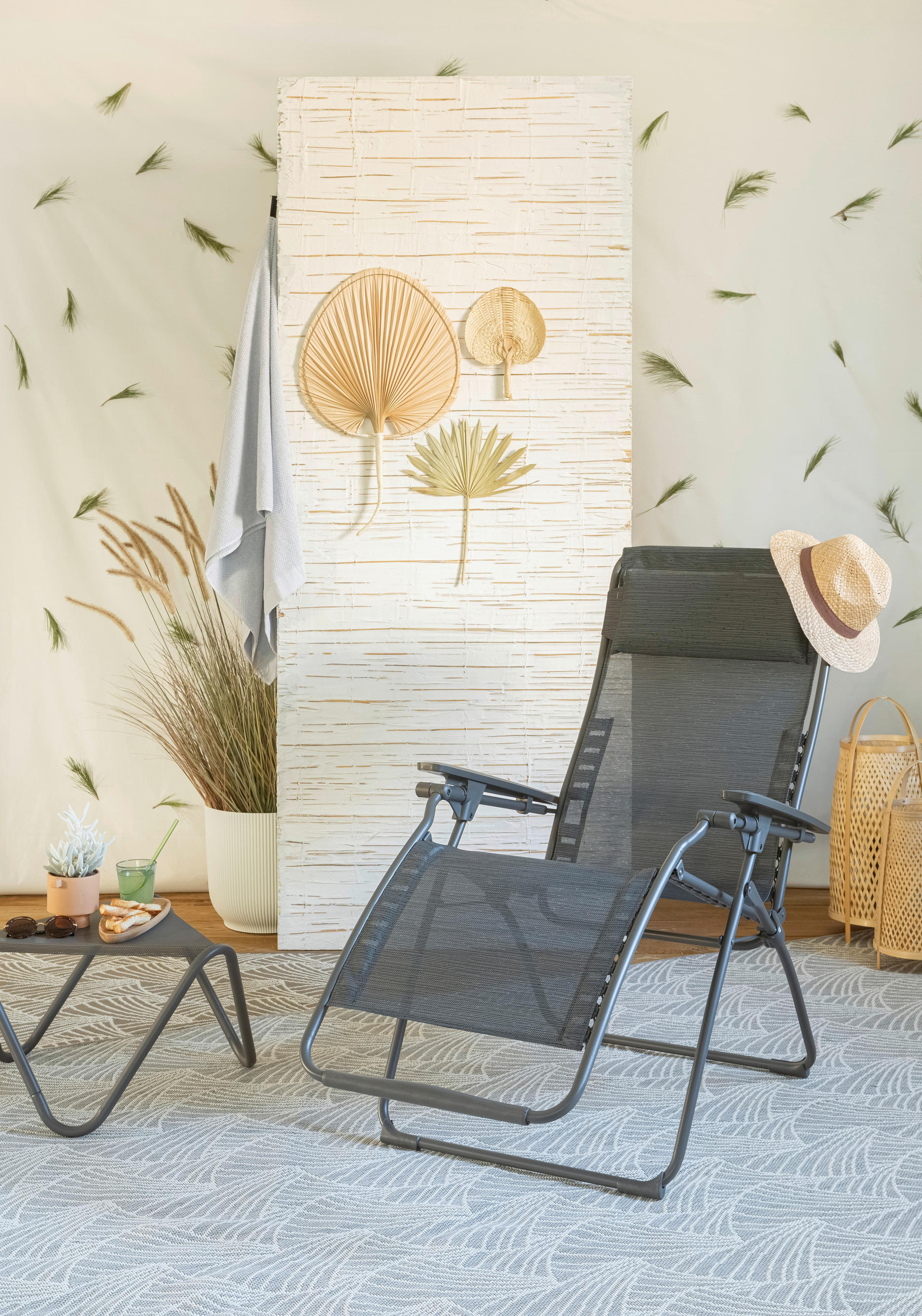 GARTEN-RELAXSESSEL Stahl  - Dunkelgrau/Titanfarben, Basics, Kunststoff/Textil (71/115/88cm) - Lafuma Mobilier