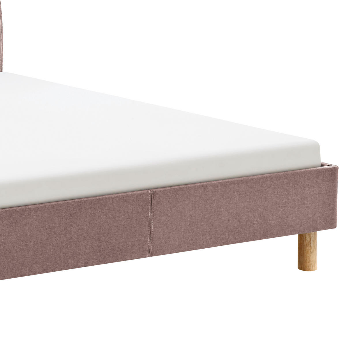 KÁRPITOZOTT ÁGY 140/200 cm  fáradtrózsaszín  - tölgyfa/fáradtrózsaszín, Design, textil/fa (140/200cm) - Livetastic
