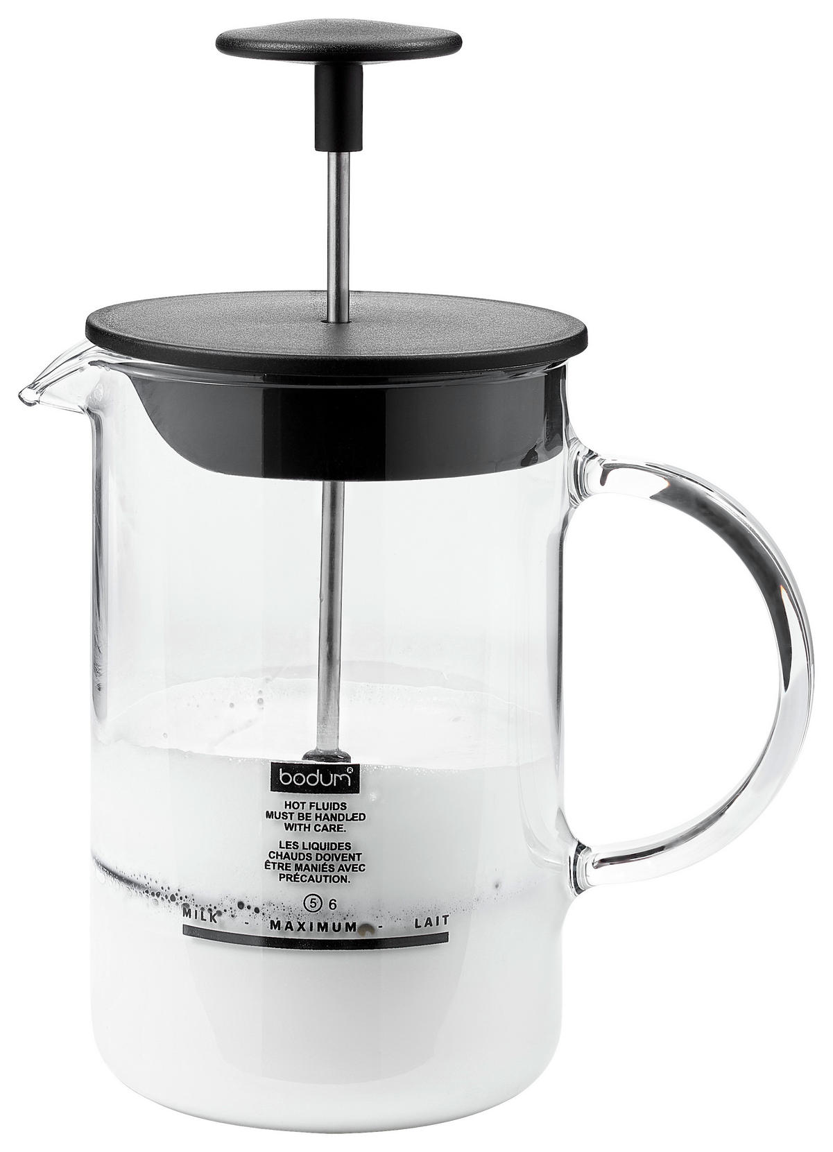 ŠLEHAČ NA MLÉČNOU PĚNU  - černá/průhledné, Basics, kov/plast (12,6/19,3/10,4cm) - Leonardo