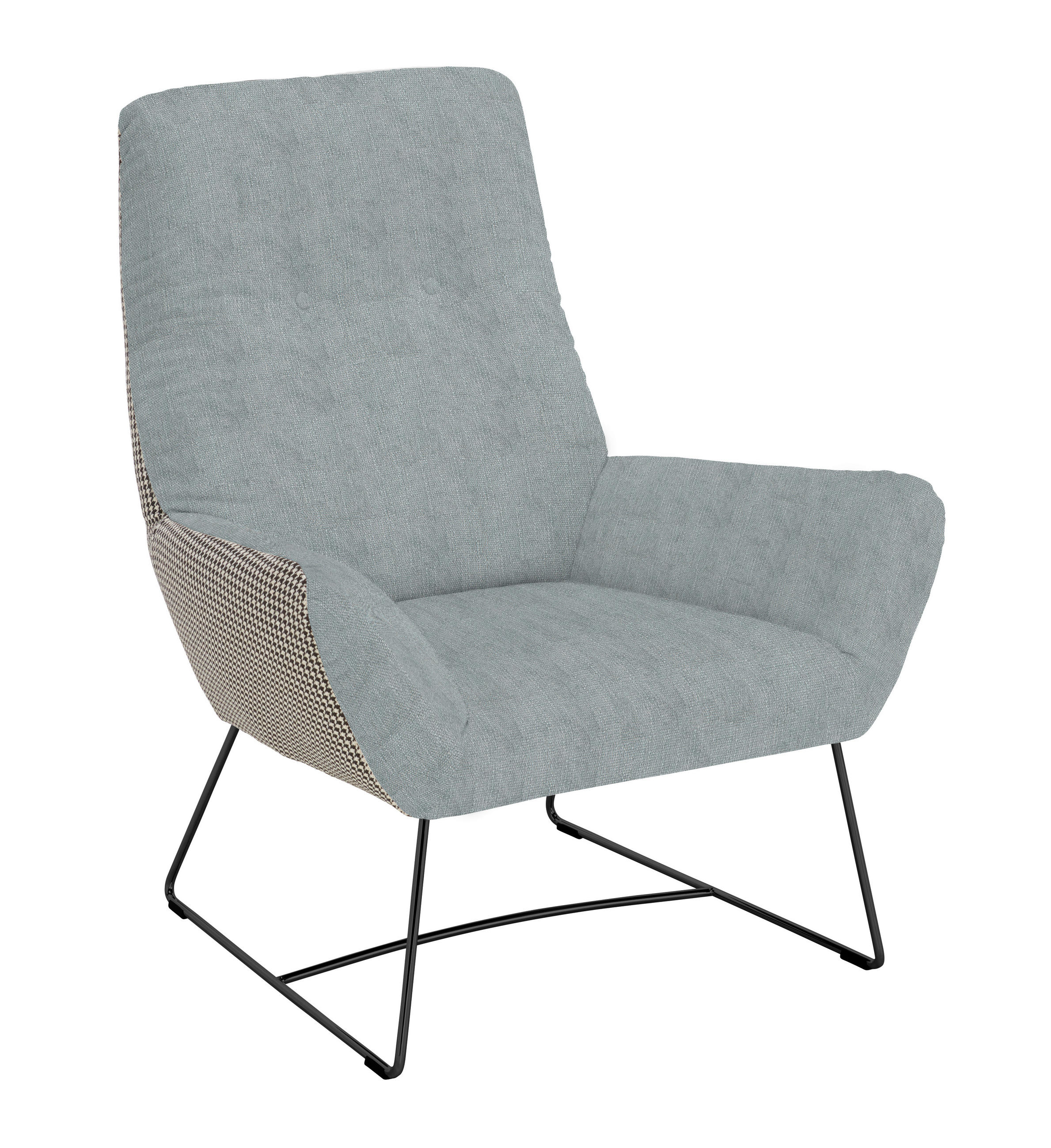 SESSEL in Flachgewebe Hellblau  - Schwarz/Hellblau, Design, Textil/Metall (82/102/81cm) - Pure Home Lifestyle