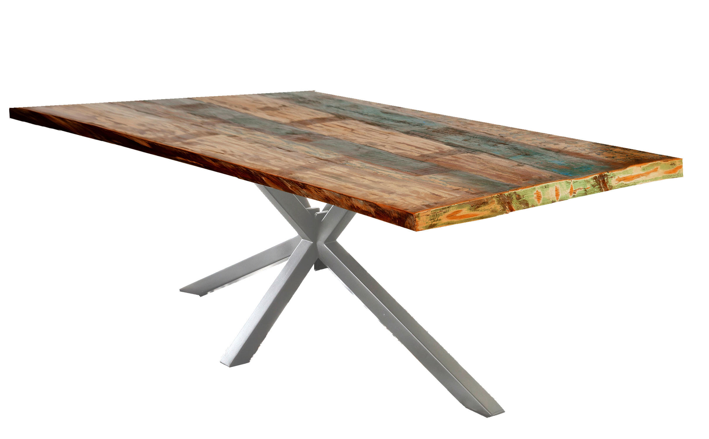 ESSTISCH 240/100/76 cm Echtholz  Holz, Metall rechteckig Multicolor, Silberfarben  - Silberfarben/Multicolor, MODERN, Holz/Metall (240/100/76cm) - MID.YOU