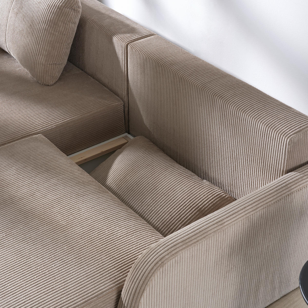 ROHOVÁ SEDACIA SÚPRAVA, textil, béžová - čierna/béžová, Konventionell, textil/plast (217/146cm) - Carryhome
