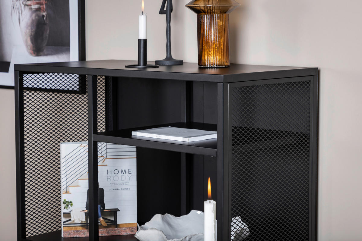 BÜCHERWAND Schwarz  - Schwarz, Design, Metall (80/110/40cm) - Livetastic