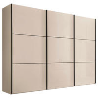 SCHWEBETÜRENSCHRANK 280/222/68 cm 3 Tür(en)-türig Elfenbein  - Elfenbein/Schwarz, KONVENTIONELL, Glas/Holzwerkstoff (280/222/68cm) - Moderano