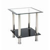 BEISTELLTISCH 40/40/46 cm Schwarz, Edelstahlfarben quadratisch  - Edelstahlfarben/Schwarz, KONVENTIONELL, Glas/Metall (40/40/46cm)