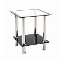 BEISTELLTISCH 40/40/46 cm Schwarz, Edelstahlfarben quadratisch  - Edelstahlfarben/Schwarz, KONVENTIONELL, Glas/Metall (40/40/46cm)