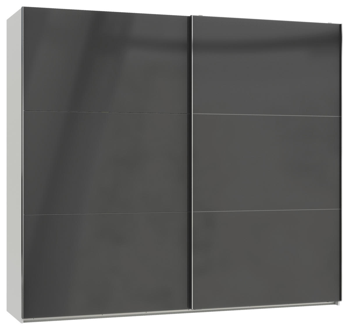 SCHWEBETÜRENSCHRANK 200/216/65 cm 2-türig Weiß, Grau  - Chromfarben/Weiß, MODERN, Holzwerkstoff (200/216/65cm) - MID.YOU