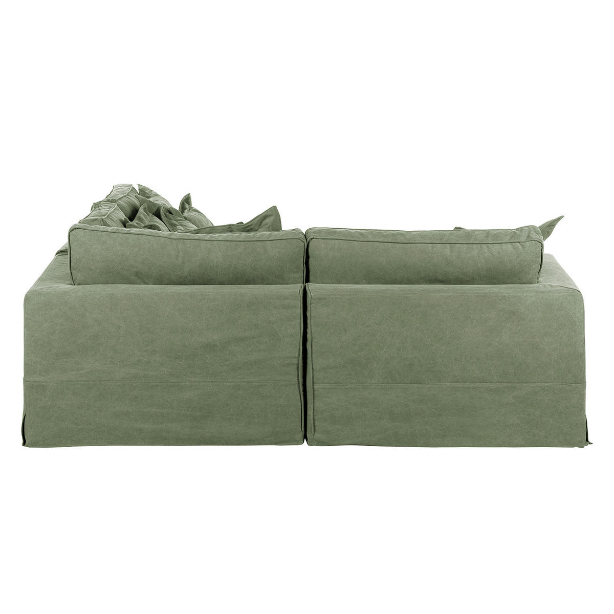 ECKSOFA STELLA in Webstoff Olivgrün Zierkissen, Rückenkissen  222/238 cm  - Schwarz/Olivgrün, Design, Kunststoff/Textil (222/238cm) - P & B