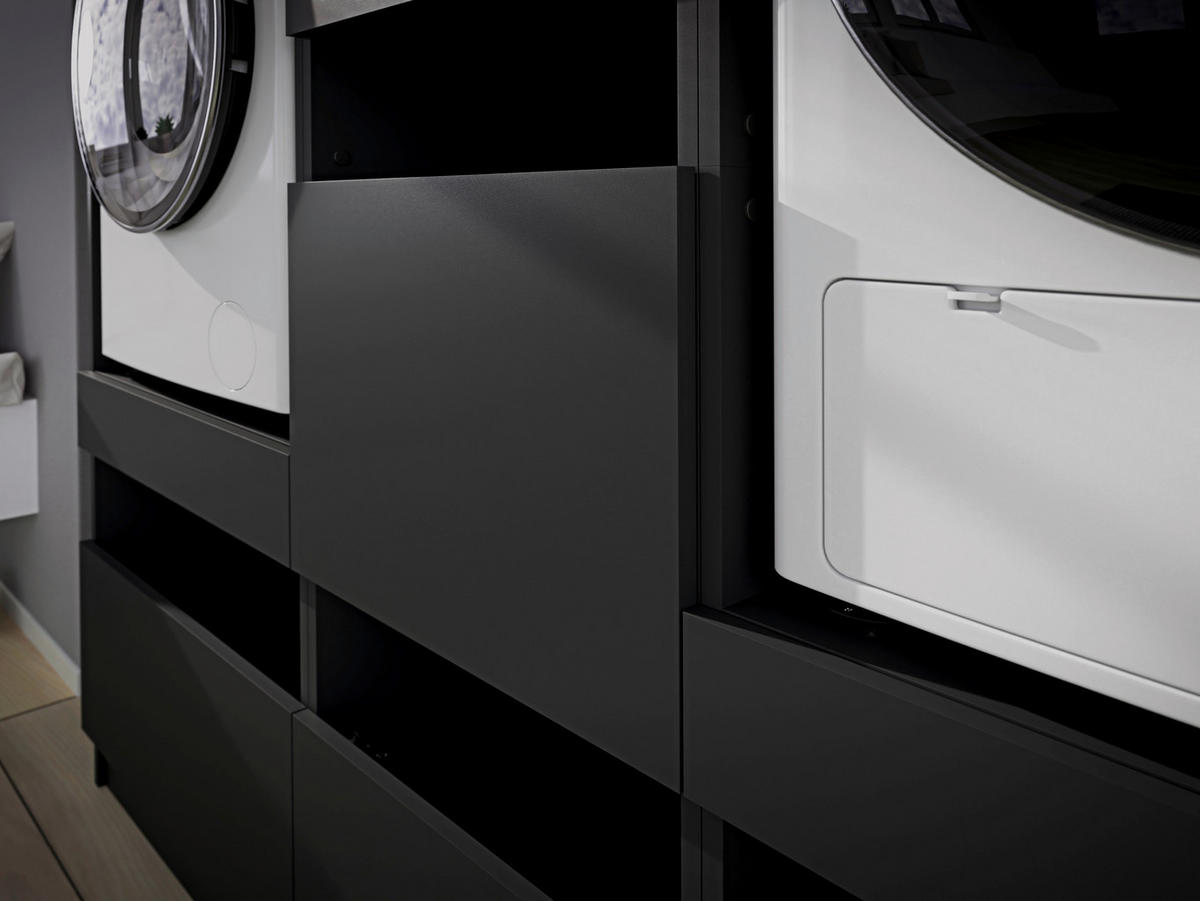 MEHRZWECKSCHRANK 50/200/68 cm  in Anthrazit  - Anthrazit/Schwarz, Design, Holzwerkstoff/Metall (50/200/68cm) - Milino