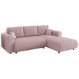 ECKSOFA inkl. Funktionen Rosa Cord  - Schwarz/Rosa, KONVENTIONELL, Kunststoff/Textil (260/200cm) - Xora