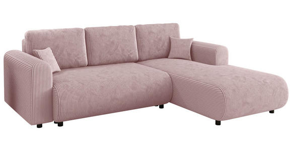 ECKSOFA inkl. Funktionen Rosa Cord  - Schwarz/Rosa, KONVENTIONELL, Kunststoff/Textil (260/200cm) - Xora