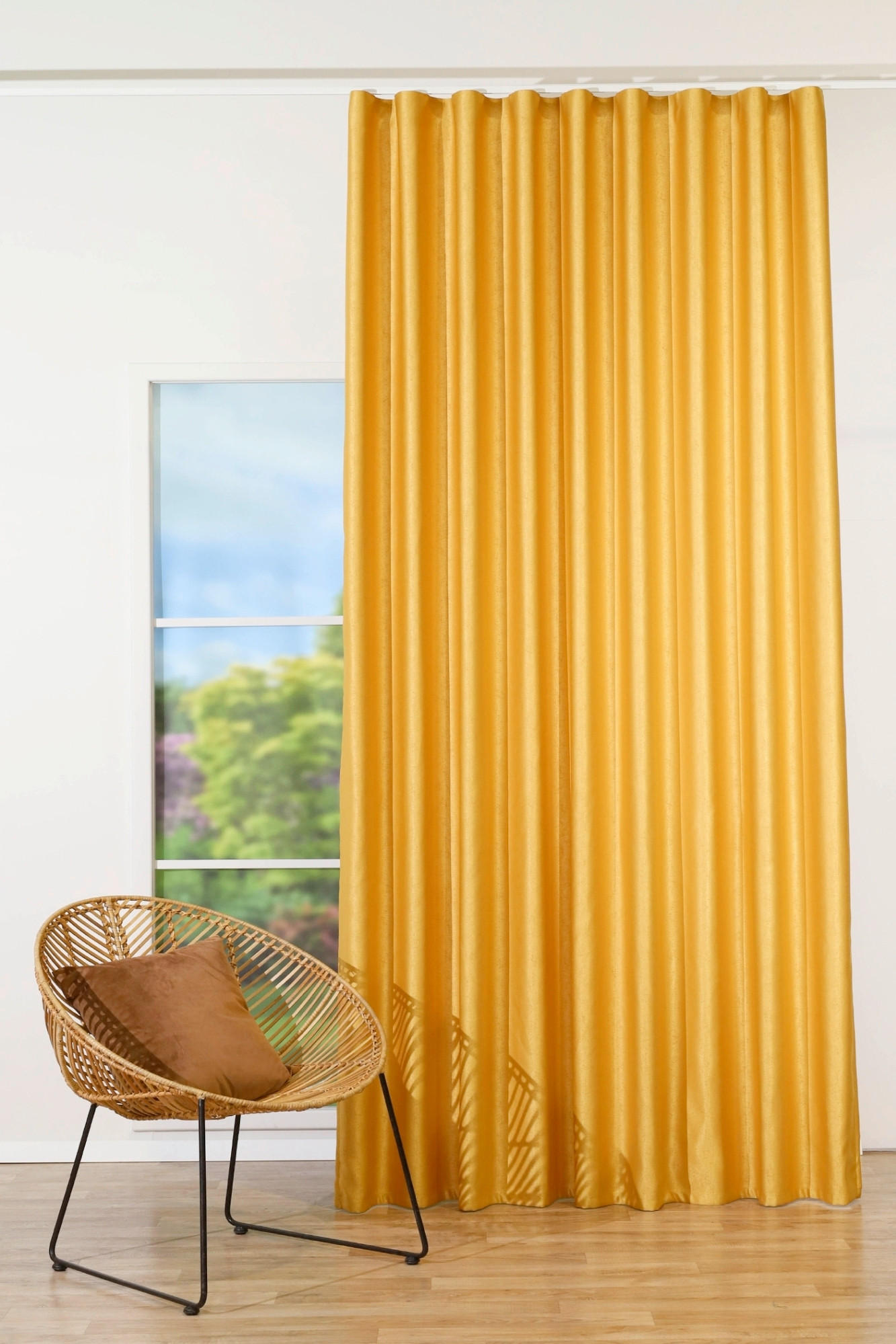 MATERIAL PERDELE ȘI DRAPERII black-out (nu permite trecerea luminii)  - galben muștar, Basics, textil (280cm)