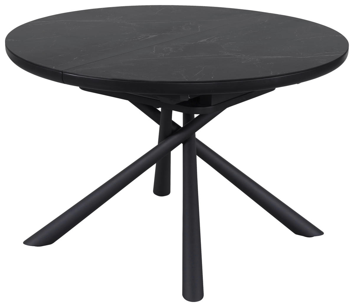 ESSTISCH Schwarz rund  ausziehbar  - Schwarz, Design, Keramik/Holzwerkstoff (120-160/120/76cm) - Novel