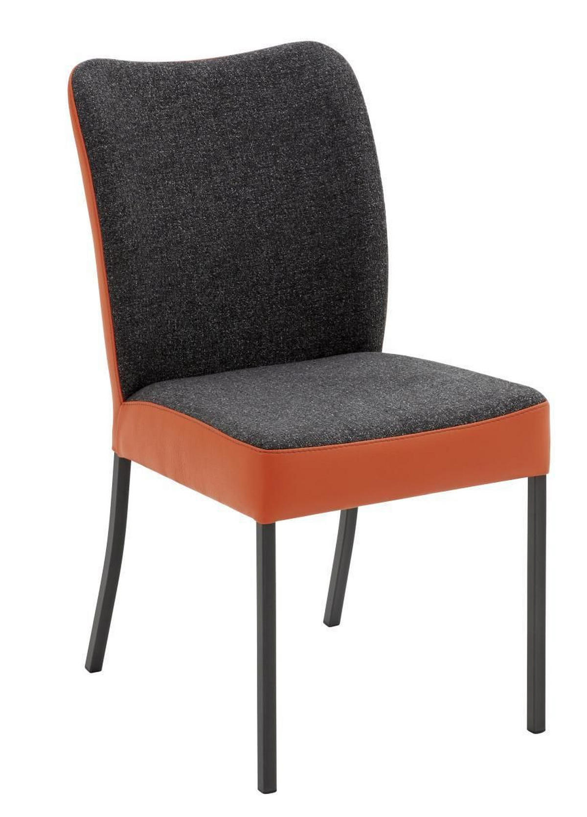 STUHL Webstoff Echtleder Anthrazit, Orange  - Anthrazit/Orange, Design, Leder/Textil (46/89/63cm) - Bert Plantagie