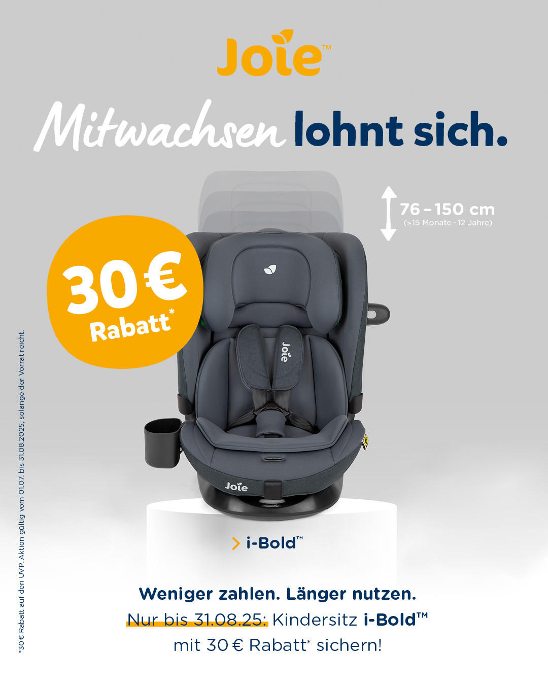 KINDERAUTOSITZ I-BOLD R129  - Dunkelblau, Basics, Textil (45,5/82/53cm) - Joie
