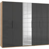 DREHTÜRENSCHRANK in Eichefarben, Grau  - Chromfarben/Eichefarben, Modern, Glas/Holzwerkstoff (250/216/58cm) - MID.YOU