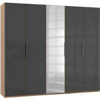 DREHTÜRENSCHRANK  in Grau, Eichefarben  - Chromfarben/Eichefarben, MODERN, Glas/Holzwerkstoff (250/216/58cm) - MID.YOU