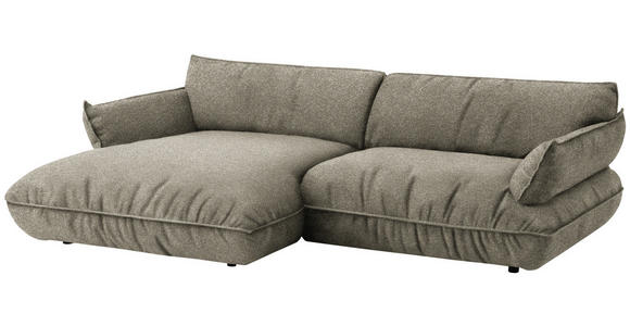 ECKSOFA  in Flachgewebe Naturfarben  185/264 cm  - Schwarz/Naturfarben, Design, Kunststoff/Textil (185/264cm) - Belluti