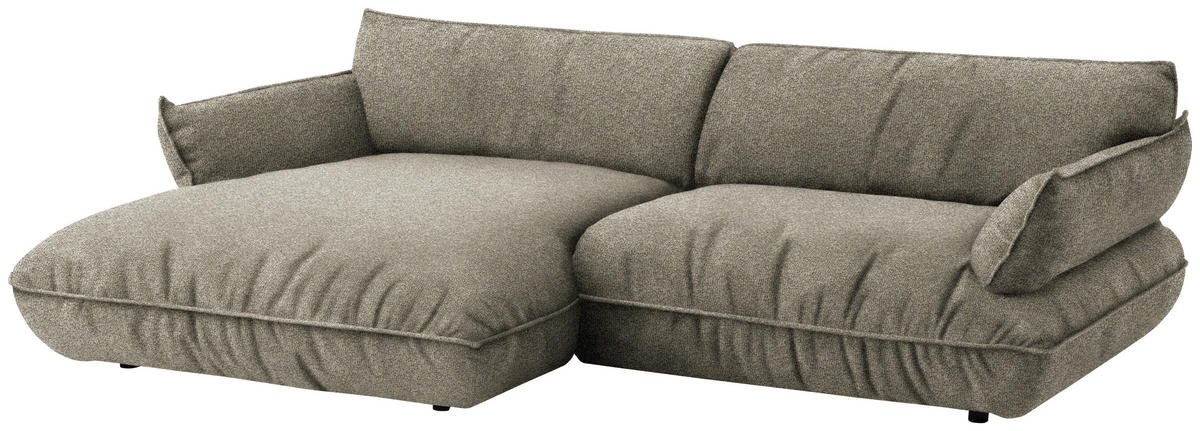 ECKSOFA Flachgewebe Naturfarben  - Schwarz/Naturfarben, Design, Kunststoff/Textil (185/264cm) - Belluti