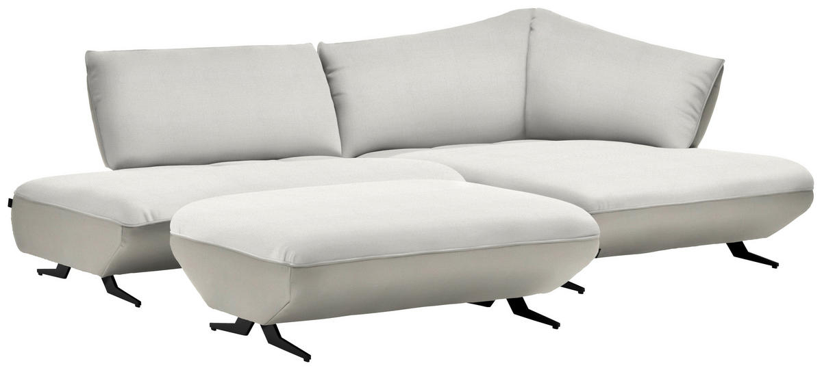 ECKSOFA in Chenille, Struktur Creme, Naturfarben  - Anthrazit/Creme, Design, Textil/Metall (265/172cm) - Joop!