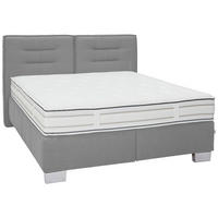 BOXSPRINGBETT 180/200 cm  in Hellgrau  - Chromfarben/Hellgrau, Konventionell, Textil (180/200cm) - Dieter Knoll