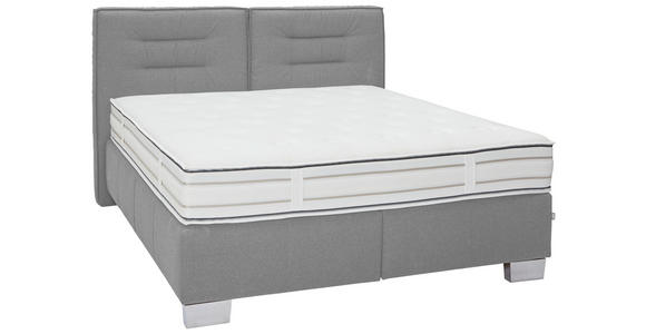 BOXSPRINGBETT 180/200 cm  in Hellgrau  - Chromfarben/Hellgrau, KONVENTIONELL, Textil (180/200cm) - Dieter Knoll