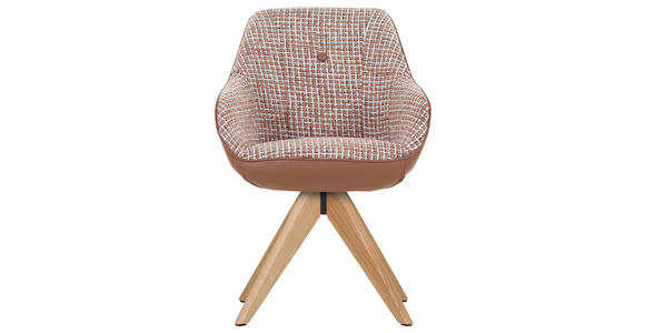 ARMLEHNSTUHL in Chenille, Lederlook - Eichefarben/Terracotta, MODERN, Holz/Textil (60/83/65cm) - Novel