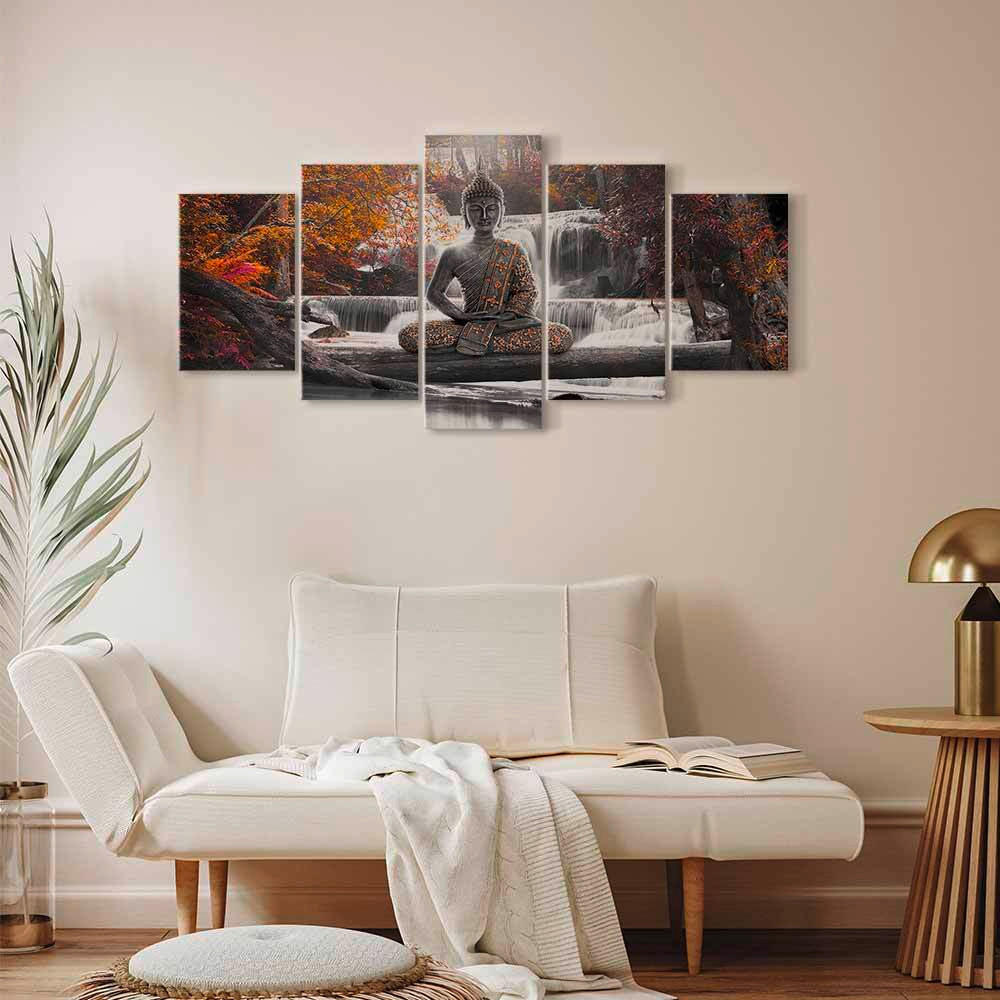 LEINWANDBILD Landschaft & Natur, Buddha 200/100/1,2 cm  - Dunkelorange/Grau, Basics, Holzwerkstoff/Textil (200/100/1,2cm) - artgeist
