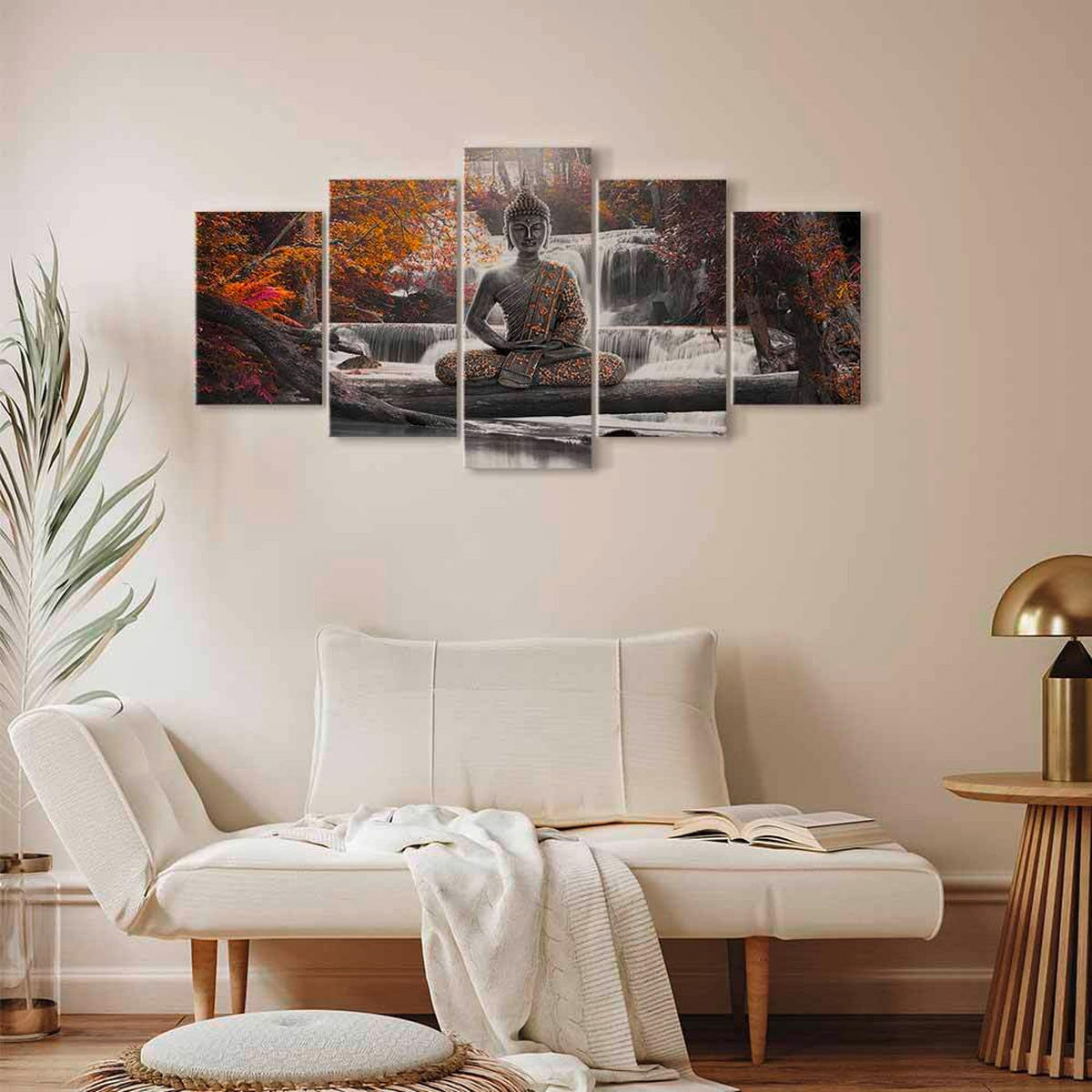LEINWANDBILD Landschaft & Natur, Buddha 200/100/1,2 cm  - Dunkelorange/Grau, Basics, Holzwerkstoff/Textil (200/100/1,2cm) - artgeist