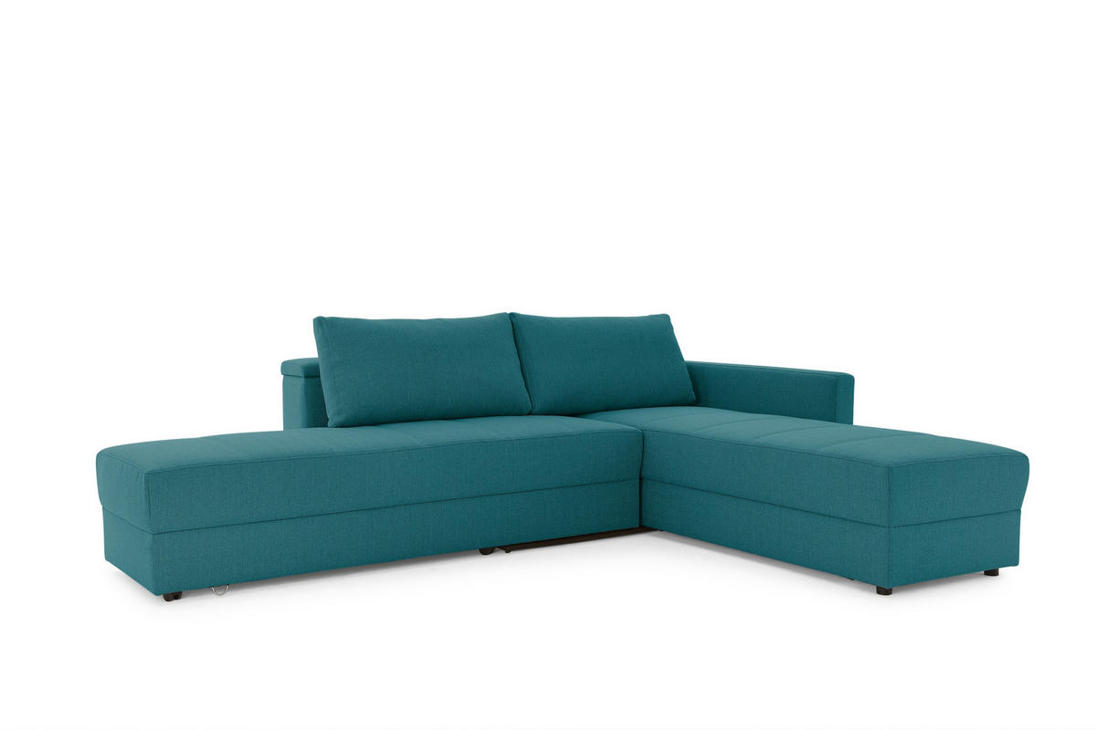 ECKSOFA in Webstoff Petrol  229/287 cm  - Petrol/Schwarz, Design, Kunststoff/Textil (229/287cm) - LOOKS by W.Joop