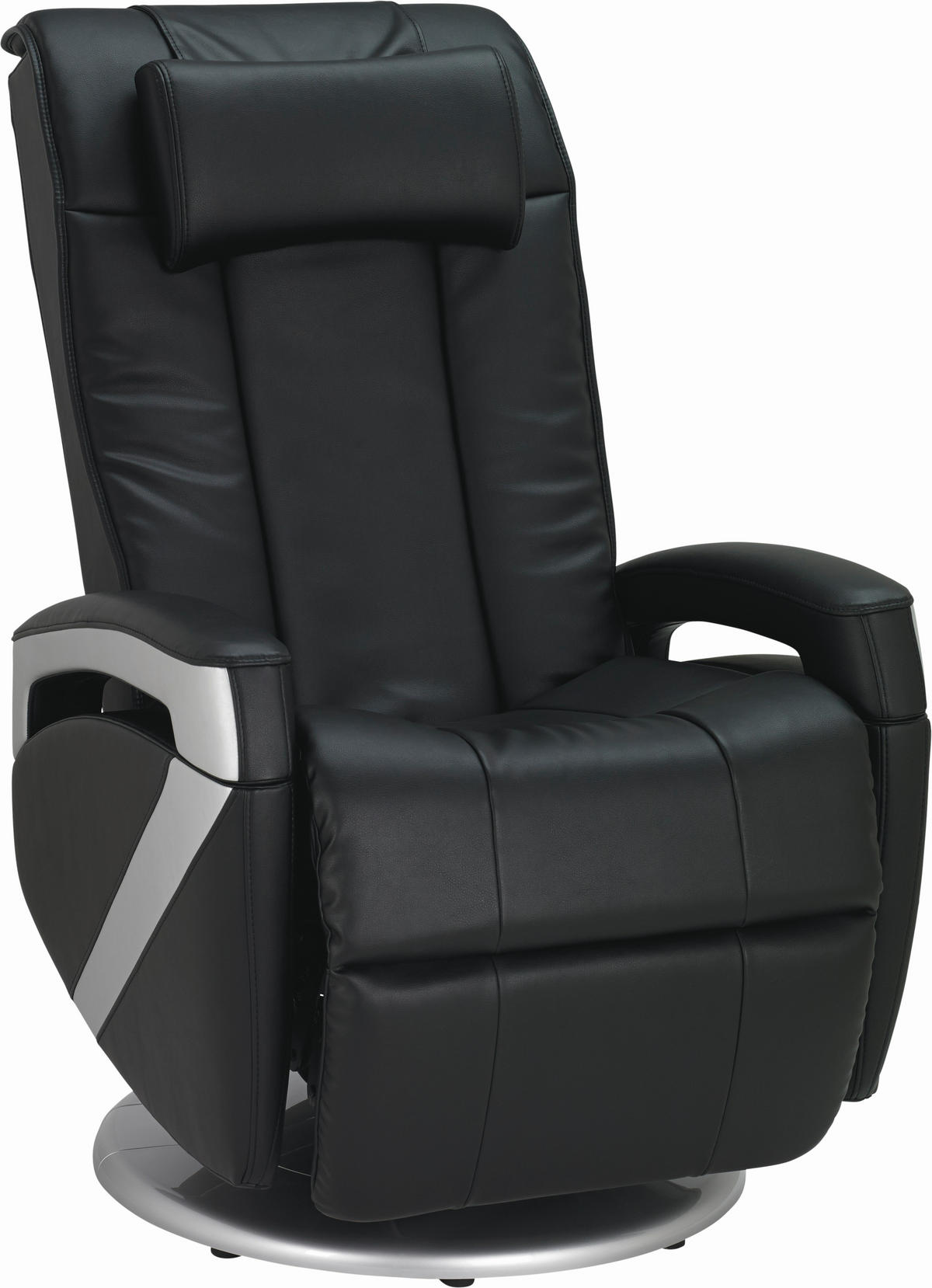 MASSAGESESSEL Kombination Echtleder/Lederlook Lederlook Schwarz    - Chromfarben/Schwarz, Design, Leder/Textil (75/110/113cm) - Cantus