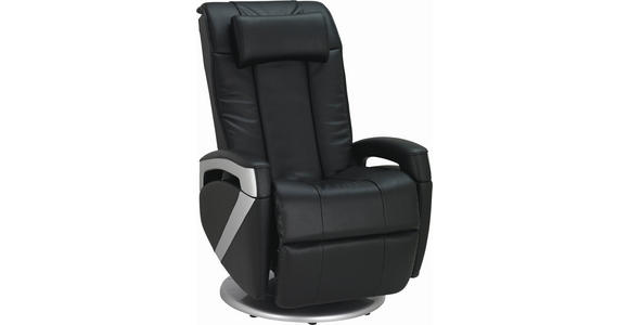 MASSAGESESSEL  mit Kombination Echtleder/Lederlook Lederlook Schwarz    - Chromfarben/Schwarz, Design, Leder/Textil (75/110/113cm) - Cantus