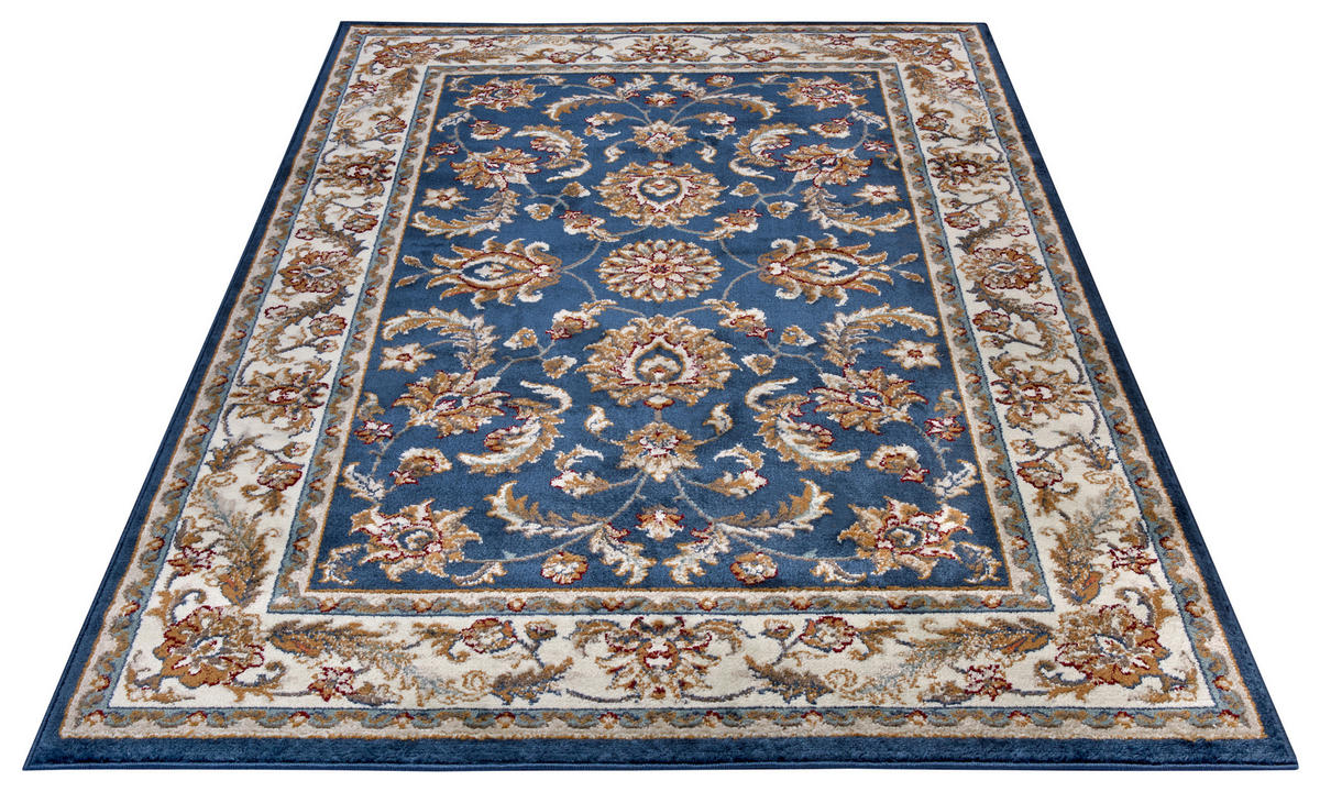 FLACHWEBETEPPICH 57/90 cm Luxor Blau, Creme  - Blau/Creme, Design, Kunststoff/Textil (57/90cm)