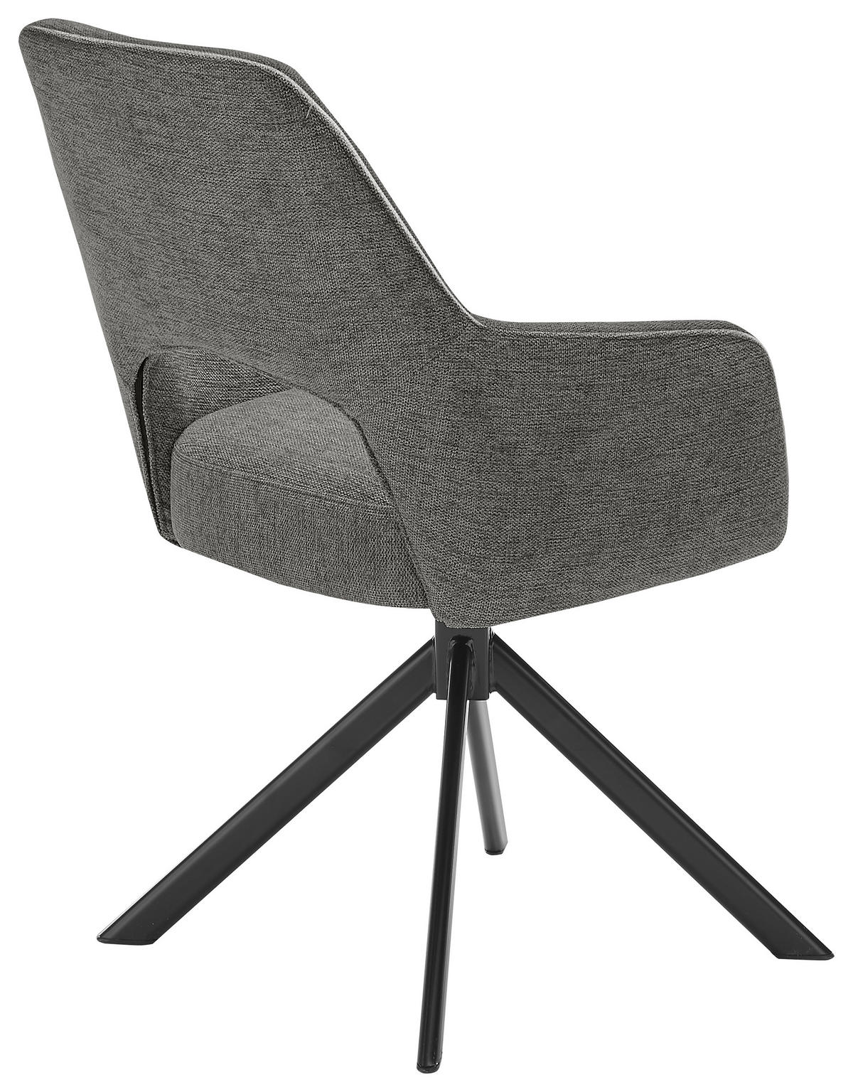ARMLEHNSTUHL  in Eisen Webstoff  - Anthrazit/Schwarz, Design, Textil/Metall (58/89/62cm) - SetOne by Musterring