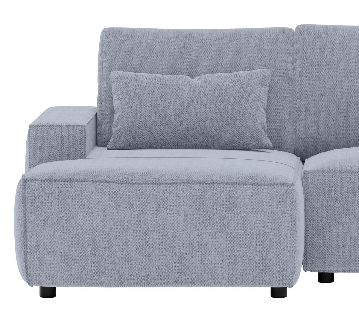 ECKSCHLAFSOFA  mit Rücken echt Chenille Hellblau  - Schwarz/Hellblau, MODERN, Kunststoff/Textil (154/247cm) - Livetastic