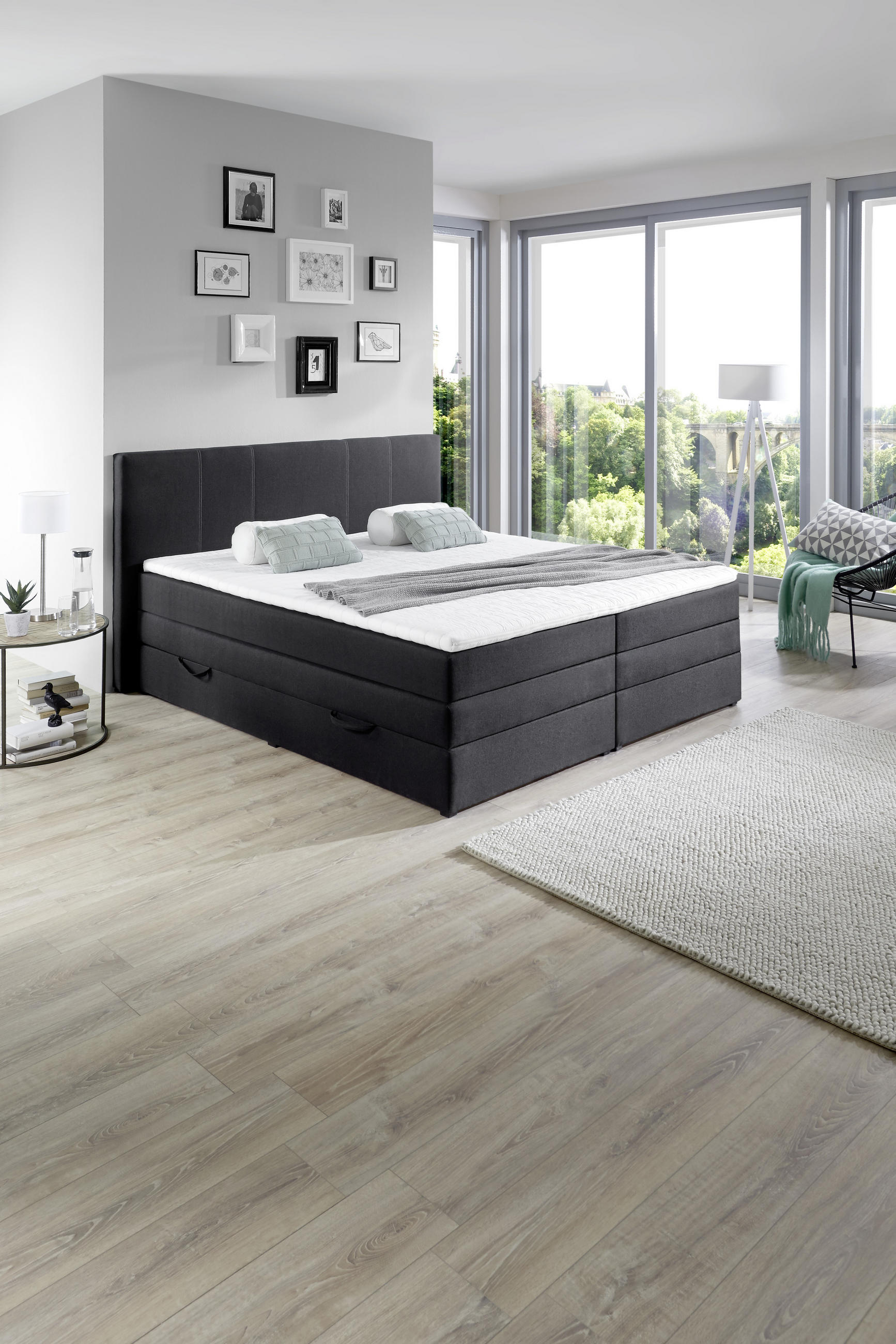 BOXSPRINGBETT 180/200 cm  in Schwarz  - Schwarz, Design, Kunststoff/Textil (180/200cm) - Boxxx