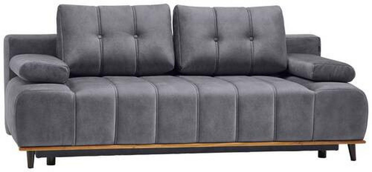 SCHLAFSOFA in Webstoff Grau  - Schwarz/Grau, Design, Holz/Textil (206/77-87/102cm) - Novel