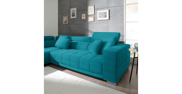 ECKSOFA in Mikrofaser Türkis  - Türkis/Chromfarben, Design, Textil/Metall (207/301cm) - Xora