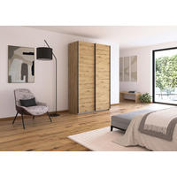 SCHWEBETÜRENSCHRANK in Eiche Artisan  - Eiche Artisan/Grau, Konventionell, Holzwerkstoff/Metall (136/210/62cm) - Xora