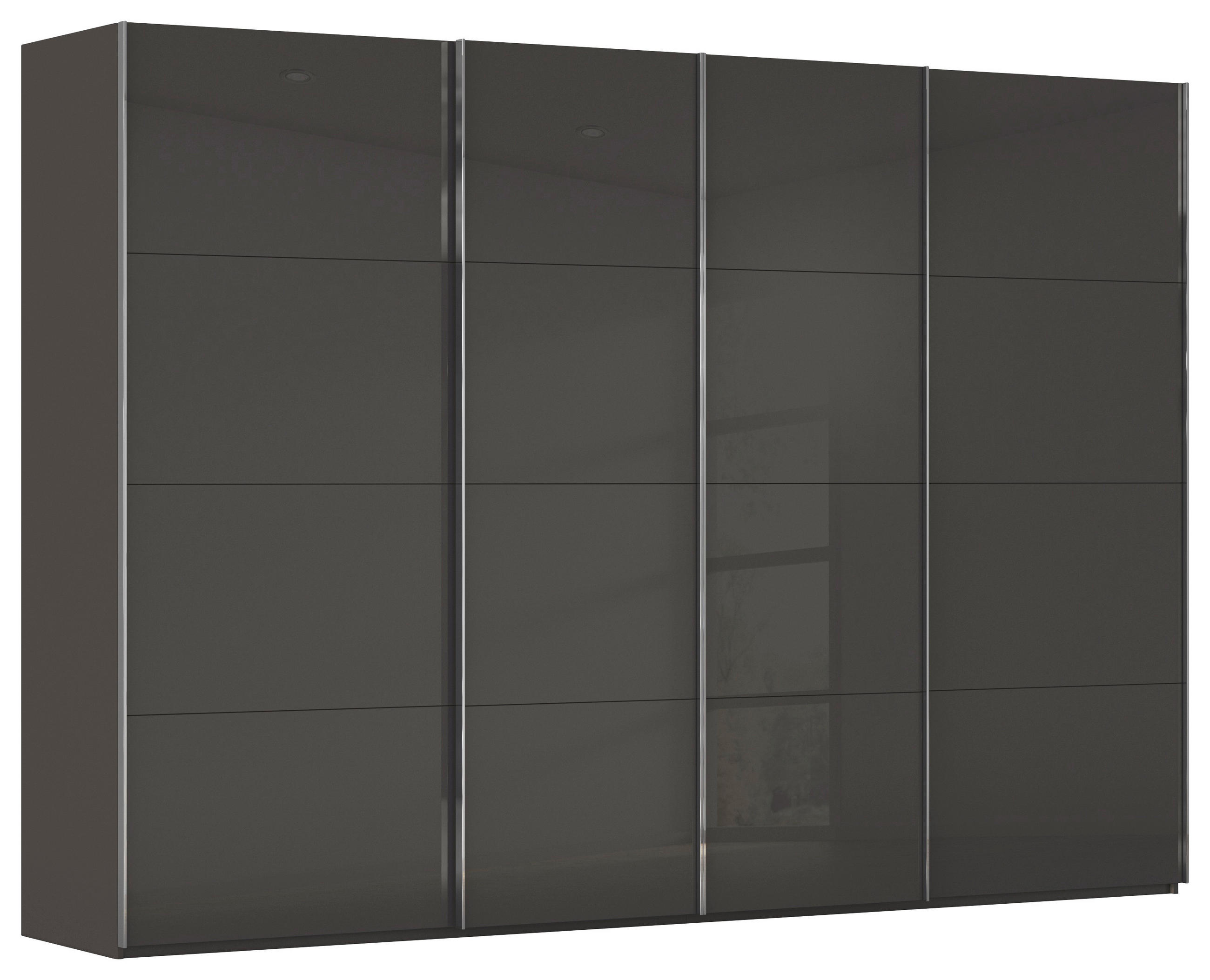 SCHWEBETÜRENSCHRANK 316/235/68 cm,  in Graphitfarben, Schwarz, 4 Tür(en)  - Chromfarben/Graphitfarben, Design, Glas/Holzwerkstoff (316/235/68cm) - Novel
