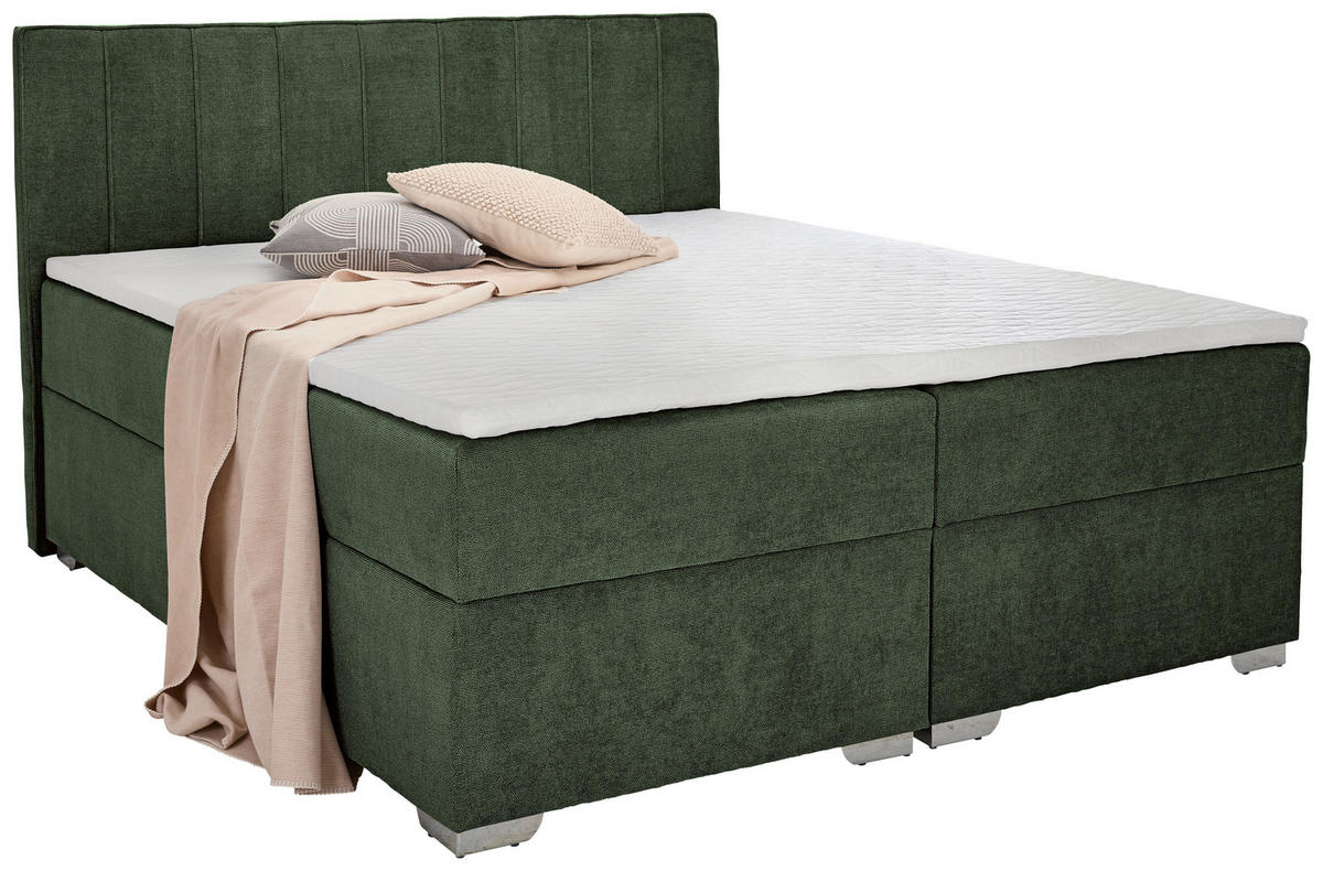 BOXBETT 160/200 cm  in Dunkelgrün  - Chromfarben/Dunkelgrün, Trend, Kunststoff/Textil (160/200cm) - Boxxx