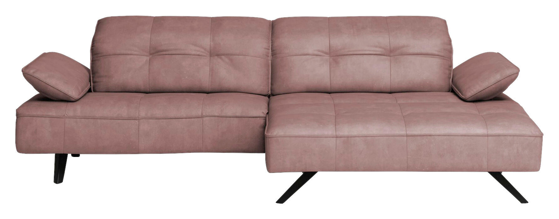 ECKSOFA in Echtleder Altrosa  - Anthrazit/Altrosa, Design, Leder/Metall (280/165cm) - Joop!
