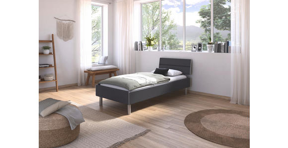 BETT 90/200 cm  in Grau  - Alufarben/Grau, Design, Holzwerkstoff/Metall (90/200cm) - Carryhome