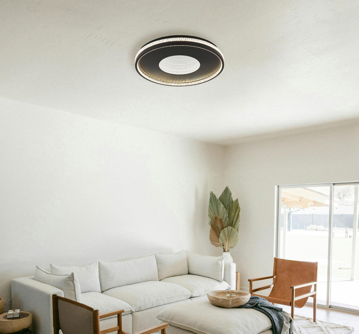 LED-DECKENLEUCHTE WALTRAUD 50/6,5 cm   - Klar/Schwarz, Trend, Kunststoff/Metall (50/6,5cm) - Globo