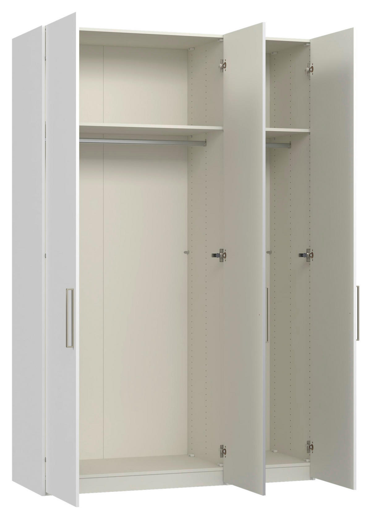 DREHTÜRENSCHRANK 152/236/59 cm,  in Weiß, 3-türig  - Edelstahlfarben/Weiß, Design, Glas/Holzwerkstoff (152/236/59cm) - Jutzler